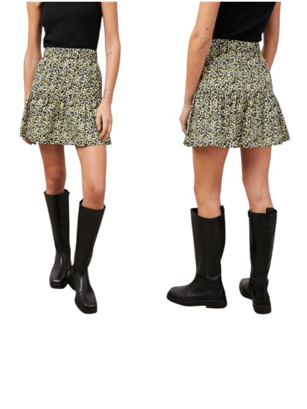 Rails Levy Chrysanthemum Ditsy Floral Tiered Drop-Waist Mini Skirt Multicolor M